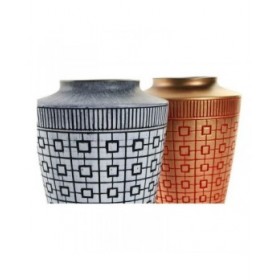 Vaso DKD Home Decor 8424001822065 Azzurro Rosso Resina Dorato Orientale 17 x 17 x 20 cm (2 Unità)
