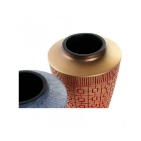 Vaso DKD Home Decor 8424001822065 Azzurro Rosso Resina Dorato Orientale 17 x 17 x 20 cm (2 Unità)
