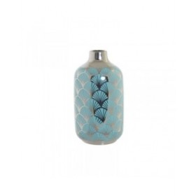 Vaso DKD Home Decor 13 x 13 x 26 cm Porcellana Turchese Orientale Cromato