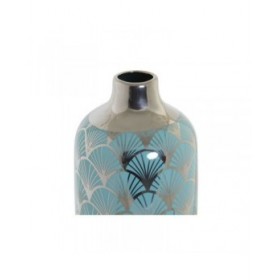 Vaso DKD Home Decor 13 x 13 x 26 cm Porcellana Turchese Orientale Cromato