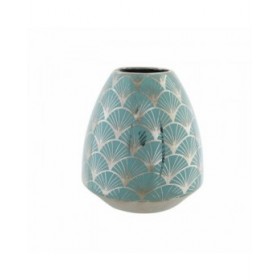 Vaso DKD Home Decor Porcellana Turchese Orientale Cromato 16 x 16 x 18 cm