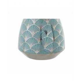 Vaso DKD Home Decor Porcellana Turchese Orientale Cromato 16 x 16 x 18 cm
