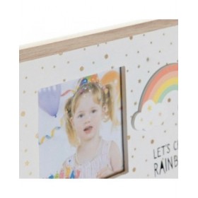Cornice Portafoto DKD Home Decor Arcobaleno Rosa Bianco Per bambini Legno MDF (25 x 1 x 16 cm) (2 Unità)
