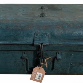 Valigia decorativa Alexandra House Living Azzurro Ferro Stile artigianale 33 x 25 x 66 cm