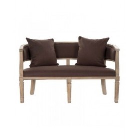 Divano DKD Home Decor Marrone Lino Legno d'albero della gomma Tradizionale (122 x 69 x 72 cm)
