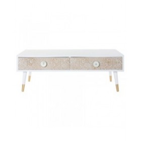 Mobile TV DKD Home Decor Bianco Brad Marrone Chiaro (120 x 65 x 42 cm)