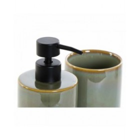 Set da Bagno DKD Home Decor Vintage Verde PVC Gres 8 x 8 x 17,5 cm (2 Unità)