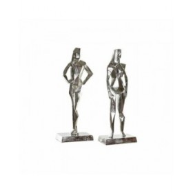 Statua Decorativa DKD Home Decor 8424001856480 23 x 13 x 62 cm Argentato (2 Unità)