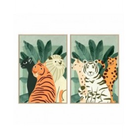 Quadro DKD Home Decor 83 x 4,5 x 123 cm Tropicale animali (2 Unità)