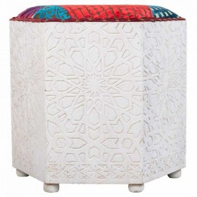 Sgabello Alexandra House Living Bianco Legno di mango 46 x 41 x 46 cm