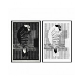 Quadro DKD Home Decor 83 x 4,5 x 123 cm Pappagallo Moderno (2 Unità)