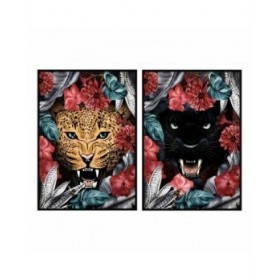 Quadro DKD Home Decor 53 x 4,3 x 73 cm Tropicale Giungla (2 Unità)