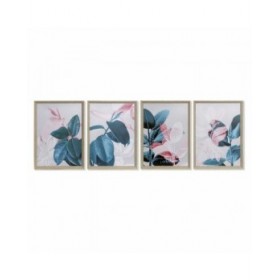 Quadro DKD Home Decor Tropicale Foglia della pianta 45 x 3,5 x 60 cm (4 Unità)