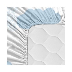 Lenzuolo con angoli HappyFriday BASIC KIDS Azzurro 60 x 120 x 14 cm Nuvole