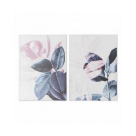 Quadro DKD Home Decor Tropicale Foglia della pianta (50 x 1,8 x 70 cm) (2 Unità)