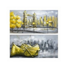 Quadro DKD Home Decor Città 120 x 3 x 60 cm Loft (2 Unità)