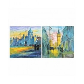 Quadro DKD Home Decor Città 100 x 3 x 100 cm Loft (2 Unità)