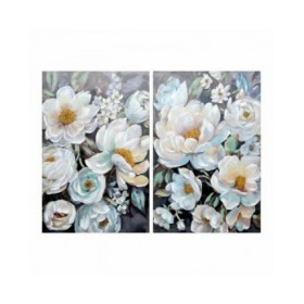 Quadro DKD Home Decor Fiori 80 x 3 x 120 cm Romantico (2 Unità)