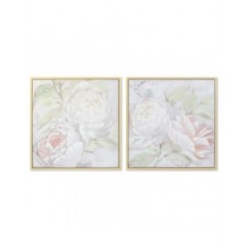Quadro DKD Home Decor 80 x 4 x 80 cm Fiori Shabby Chic (2 Unità)