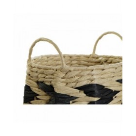 Set di Cestini DKD Home Decor Nero Marrone Chiaro Fibra naturale (2 Pezzi)