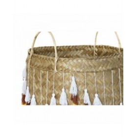 Set di Cestini DKD Home Decor Multicolore Bambù Frange Boho 3 Pezzi