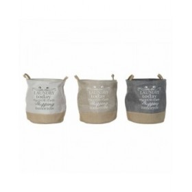 Cestino DKD Home Decor Beige Grigio Marrone Chiaro 39 x 39 x 41 cm Poliestere (3 Unità) (3 Pezzi)