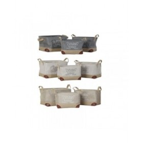 Cestino Multiuso DKD Home Decor Beige Grigio Marrone Chiaro 40 x 30 x 24 cm Legno 3 Pezzi (3 Unità)