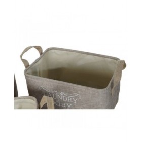 Cestino Multiuso DKD Home Decor Beige Grigio Marrone Chiaro 40 x 30 x 24 cm Legno 3 Pezzi (3 Unità)