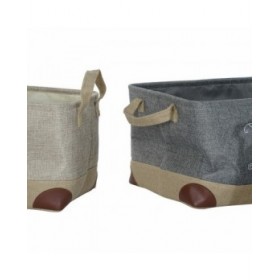 Cestino Multiuso DKD Home Decor Beige Grigio Marrone Chiaro 40 x 30 x 24 cm Legno 3 Pezzi (3 Unità)
