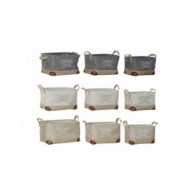 Cestino Multiuso DKD Home Decor Beige Grigio Marrone Chiaro 40 x 30 x 24 cm Legno 3 Pezzi (3 Unità)