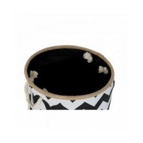 Cestino DKD Home Decor Bianco Nero Juta Iuta Zig zag Moderno 38 x 38 x 45 cm