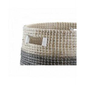 Set di Cestini DKD Home Decor Grigio Naturale Erba di mare (3 Pezzi)