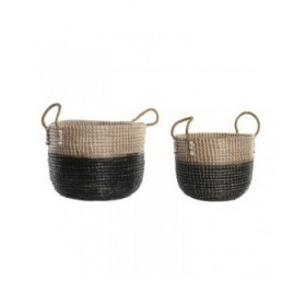 Set di Cestini DKD Home Decor Naturale Grigio Erba di mare (41 x 25 x 42 cm) (2 Pezzi)