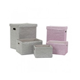 Cestino Multiuso DKD Home Decor Rosa Argentato polipropilene 44 x 36 x 50 cm 4 Kg 5 Pezzi