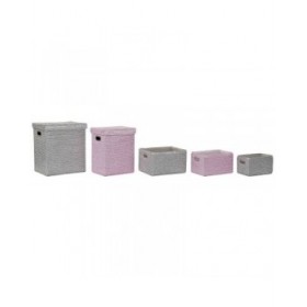Cestino Multiuso DKD Home Decor Rosa Argentato polipropilene 44 x 36 x 50 cm 4 Kg 5 Pezzi