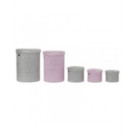 Cestino Multiuso DKD Home Decor Grigio Rosa polipropilene 42 x 42 x 52,5 cm 4 Kg