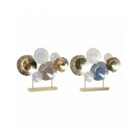 Statua Decorativa DKD Home Decor 65,4 x 9 x 51 cm Astratto Azzurro Dorato Marrone Moderno (2 Unità)