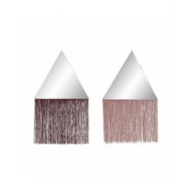 Specchio da parete DKD Home Decor Bordeaux Rosa chiaro Frange 33,5 x 1 x 54 cm (2 Unità) (2 Pezzi)