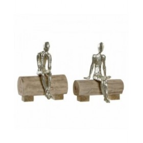 Statua Decorativa DKD Home Decor Marrone Scandi 17 x 12 x 21 cm (2 Unità)