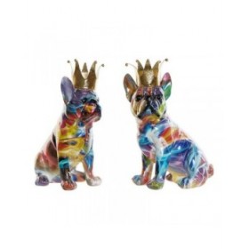 Statua Decorativa DKD Home Decor 18,5 x 11,5 x 23,5 cm Multicolore Cane (2 Unità)