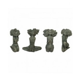 Statua Decorativa DKD Home Decor Donna Grigio Cemento (20 x 9 x 25 cm) (4 Unità)