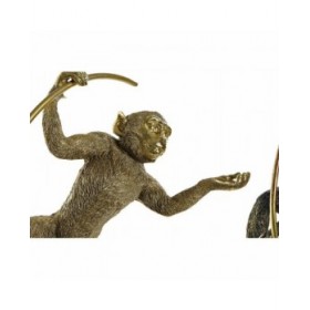 Statua Decorativa DKD Home Decor 33 x 25 x 48 cm Nero Dorato Scimmia Moderno (2 Unità)