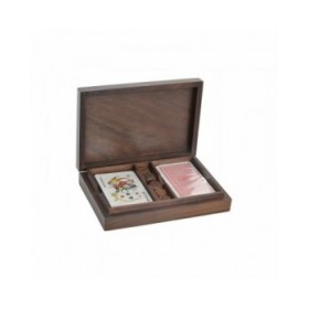 Carte da Gioco DKD Home Decor Sheesham Dorato Marrone scuro 18 x 12 x 4 cm