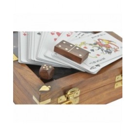 Gioco da Tavolo DKD Home Decor Sheesham 17 x 17 x 5,5 cm Dorato Marrone 4 Pezzi