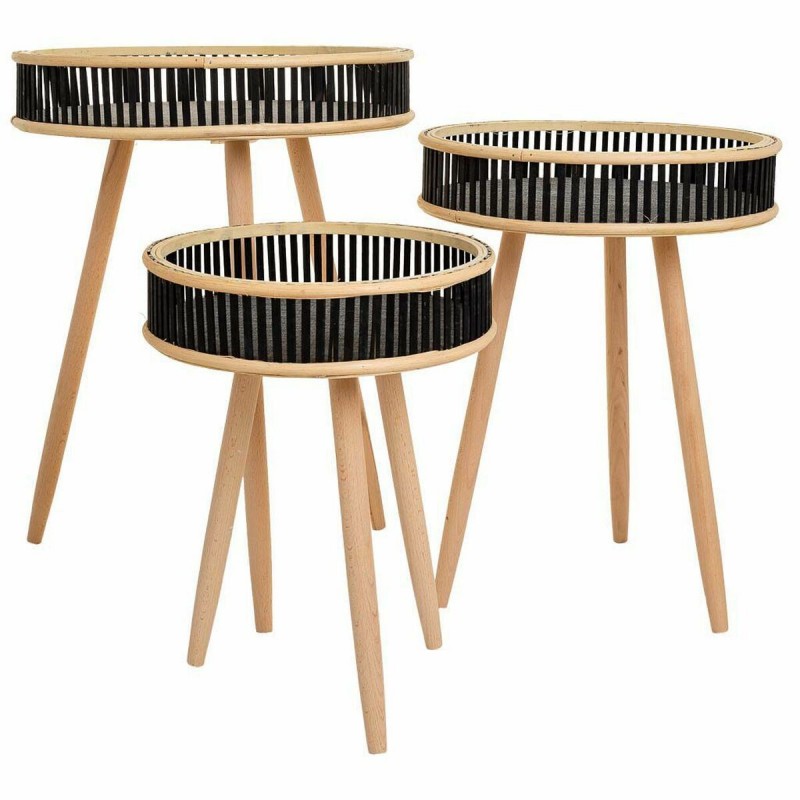 Set di 3 tavoli Alexandra House Living Nero Legno Bambù
