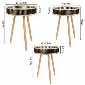 Set di 3 tavoli Alexandra House Living Nero Legno Bambù