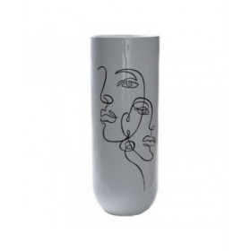Vaso DKD Home Decor Abstract Bianco Resina Moderno (35 x 35 x 90 cm)