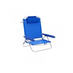 Marca Marbueno Sedia Pieghevole 5 Posizioni Alluminio con Cuscino Blu Mare e Piscina 61X68X82 cm 10243