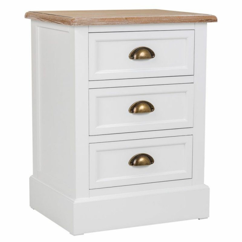 Comodino Alexandra House Living Bianco Marrone 35 x 60 x 45 cm