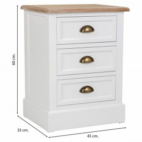 Comodino Alexandra House Living Bianco Marrone 35 x 60 x 45 cm